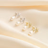 Wholesale Jewelry Retro Style Starfish S925 Sterling Silver Natural Pearl Electroplated Geometric Earrings For Women