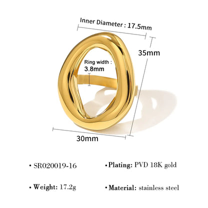 Wholesale Jewelry Retro Vacation French Style Geometric 304 Stainless Steel 18K Gold Plated Irregular Open Rings