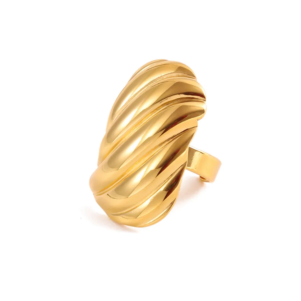 Wholesale Jewelry Retro Vacation French Style Geometric Spiral 304 Stainless Steel 18K Gold Plated Open Rings