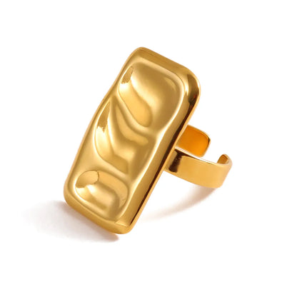 Wholesale Jewelry Retro Vacation Rectangle 304 Stainless Steel 18K Gold Plated Plating Open Rings