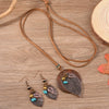 Wholesale Jewelry Retro Vintage Style Geometric Iron Sheet And Wooden Disc Handmade Women's Earrings Necklace