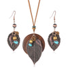 Wholesale Jewelry Retro Vintage Style Geometric Iron Sheet And Wooden Disc Handmade Women's Earrings Necklace