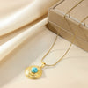Wholesale Jewelry Retro Vintage Style Geometric Stainless Steel Pearl Turquoise Necklace With Electroplating For Women