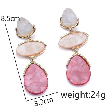 Wholesale Jewelry Retro Water Droplets Metal Resin Plating Inlay Drop Earrings