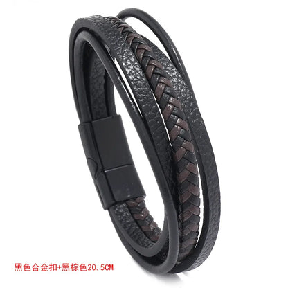 Wholesale Jewelry Retro Woven Leather Magnet Clasp Bracelet Nihaojewelry