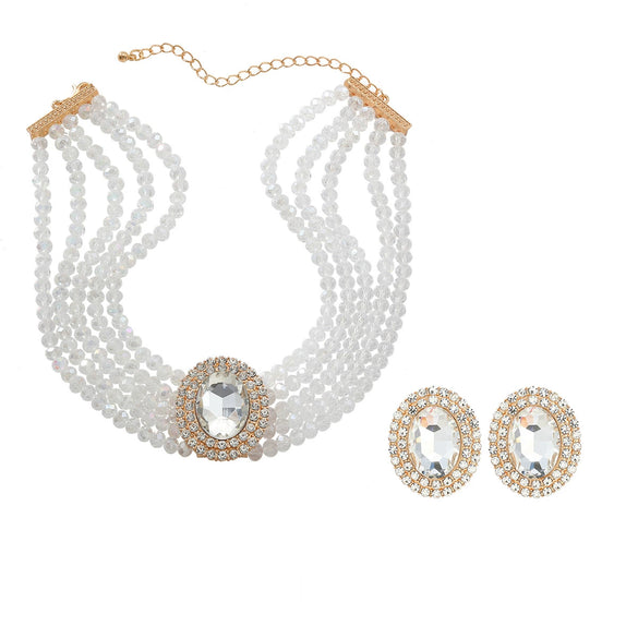 Wholesale Jewelry Rhinestone Geometric Earrings And Necklaces