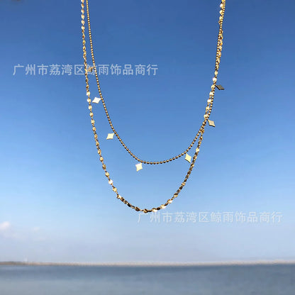 Fashion Rhombus Titanium Steel Necklace