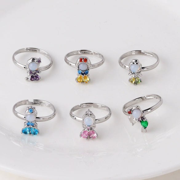 Wholesale Jewelry Ring Copper Zircon Cartoon Animal Geometric Style Microinlaid Colorful Zircon