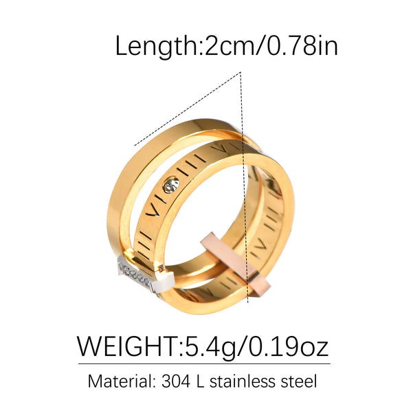 Wholesale Jewelry Ring Titanium Steel Electroplated Light Luxury Style Roman Alphabet