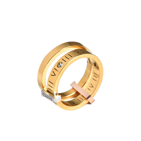 Wholesale Jewelry Ring Titanium Steel Electroplated Light Luxury Style Roman Alphabet