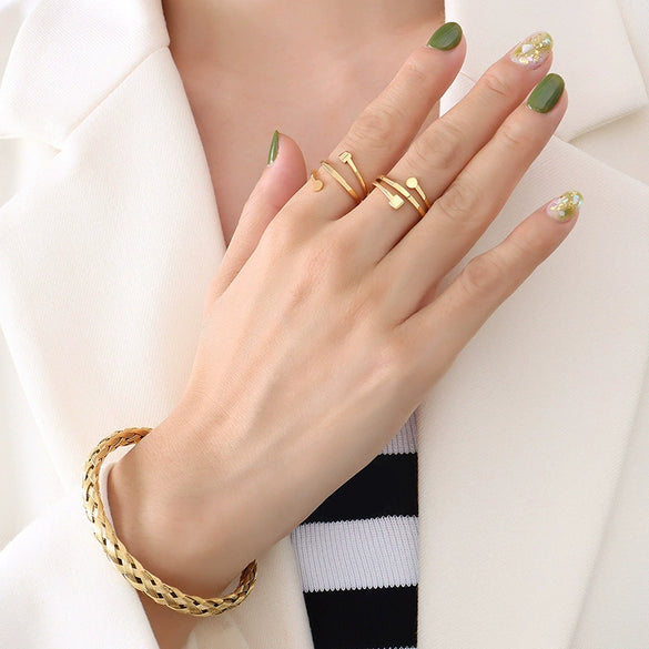 Wholesale Jewelry Ring Titanium Steel Geometric Style Electroplated