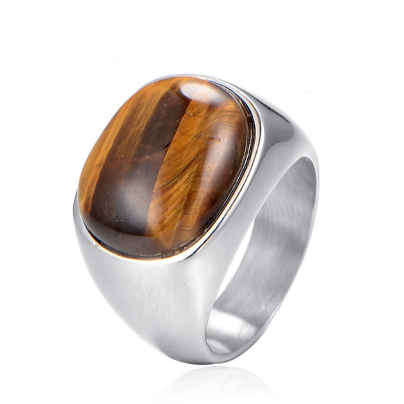 Wholesale Jewelry Ring Titanium Steel Retro Gem Ring For Men And Unisex With Geometric Design And Polishing