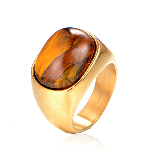 Wholesale Jewelry Ring Titanium Steel Retro Gem Ring For Men And Unisex With Geometric Design And Polishing