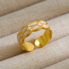 Wholesale Jewelry Rock Oversized Leaves Eye Flower 304 Stainless Steel Gem 18K Gold Plated Inlay Open Rings