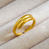 Wholesale Jewelry Rock Oversized Leaves Eye Flower 304 Stainless Steel Gem 18K Gold Plated Inlay Open Rings