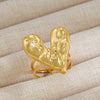 Wholesale Jewelry Rock Oversized Leaves Eye Flower 304 Stainless Steel Gem 18K Gold Plated Inlay Open Rings