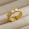 Wholesale Jewelry Rock Oversized Leaves Eye Flower 304 Stainless Steel Gem 18K Gold Plated Inlay Open Rings