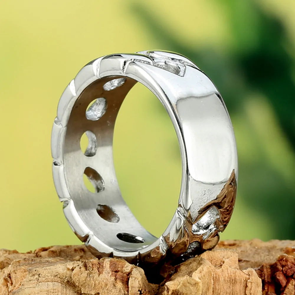 Wholesale Jewelry Rock Solid Color 316 Stainless Steel  Hollow Out Rings