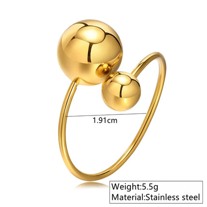 Wholesale Jewelry Rock Streetwear Cool Style Geometric Ball 304 Stainless Steel 18K Gold Plated Open Rings