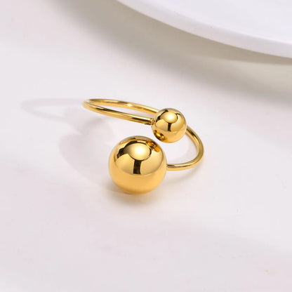 Wholesale Jewelry Rock Streetwear Cool Style Geometric Ball 304 Stainless Steel 18K Gold Plated Open Rings