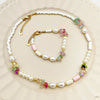 Roman Style Commute Colorful Gold Plated Natural Stone Crystal Pearl 304 Stainless Steel Beaded Wholesale Bracelets Necklace