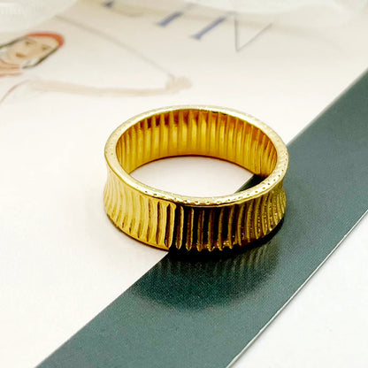 Wholesale Jewelry Roman Style Commute Stripe 304 Stainless Steel 14K Gold Plated Rings