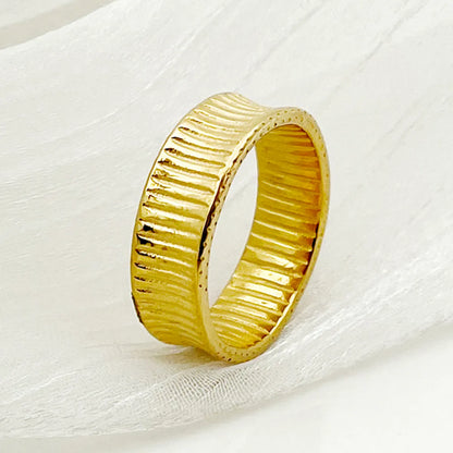 Wholesale Jewelry Roman Style Commute Stripe 304 Stainless Steel 14K Gold Plated Rings