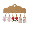 Wholesale Jewelry Romantic Castle Bear Rose Alloy Enamel Plating Drop Earrings