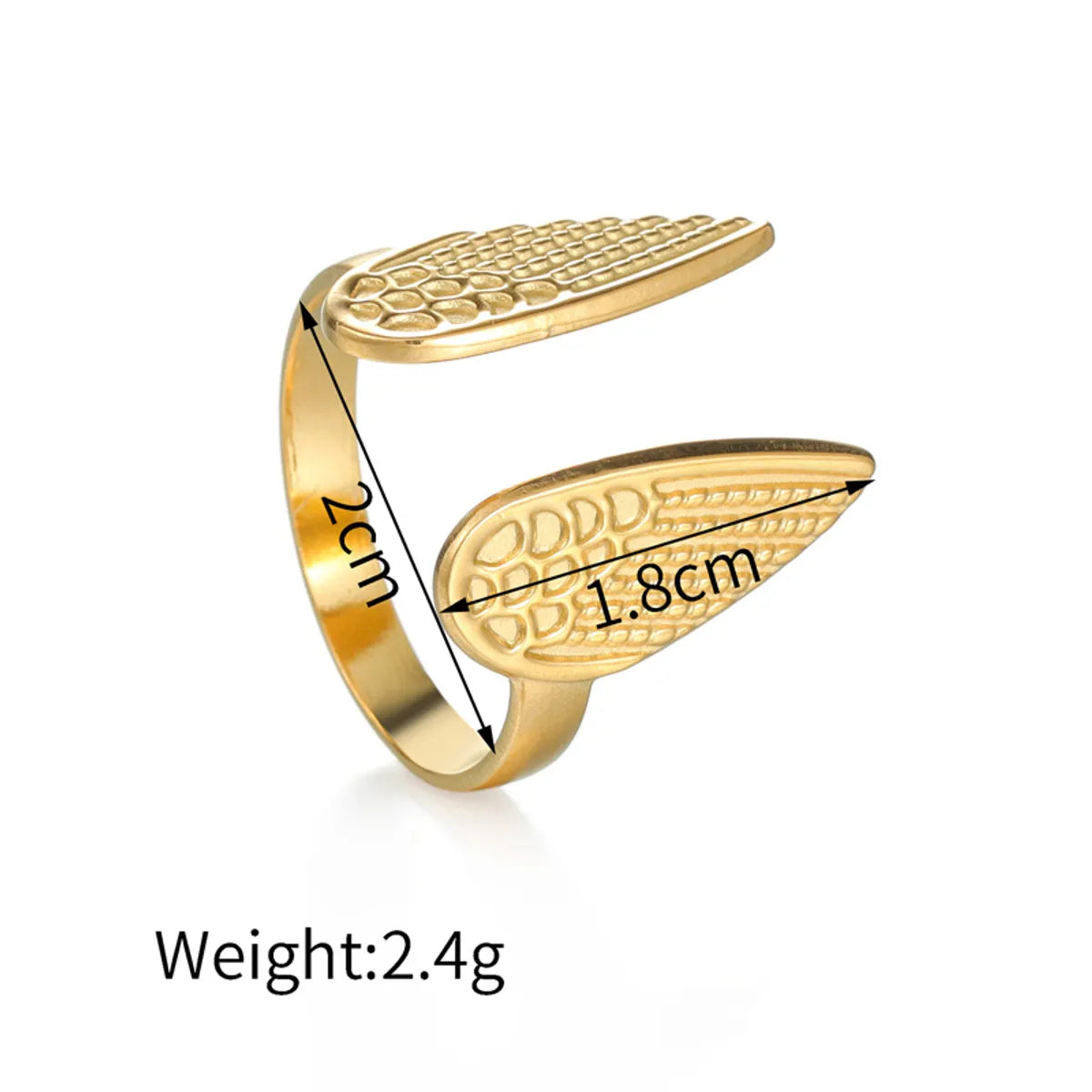 Wholesale Jewelry Romantic Pentagram Heart Shape Wings 304 Stainless Steel 18K Gold Plated Open Rings