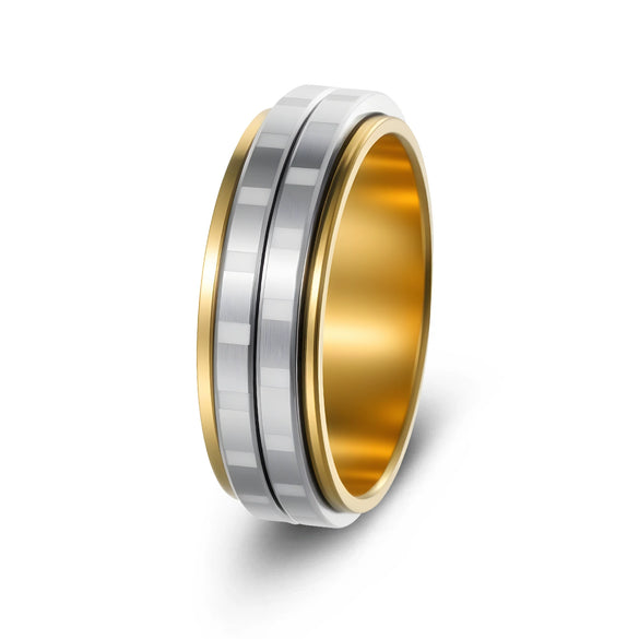 Wholesale Jewelry Rotatable Titanium Steel Geometric Ring Electroplated Black