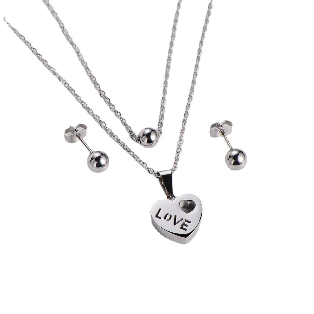 304 Stainless Steel Simple Style Heart Pendant Necklace