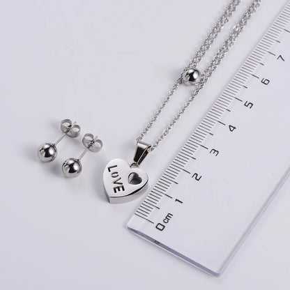 304 Stainless Steel Simple Style Heart Pendant Necklace