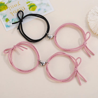 Simple Style Heart Rope No Inlaid Couple Bracelets