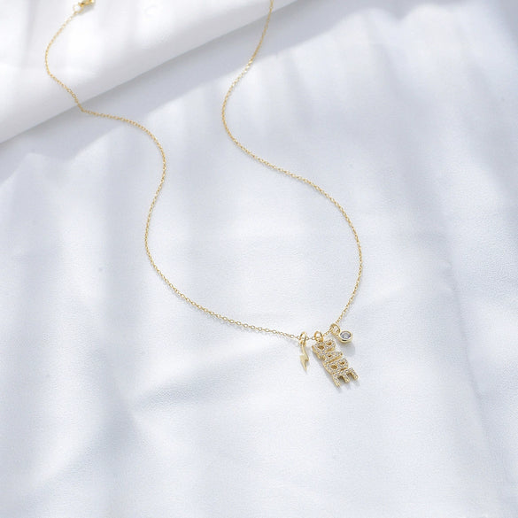 Wholesale Jewelry S925 Silver Diamond English Letters Pendant Necklace For Women