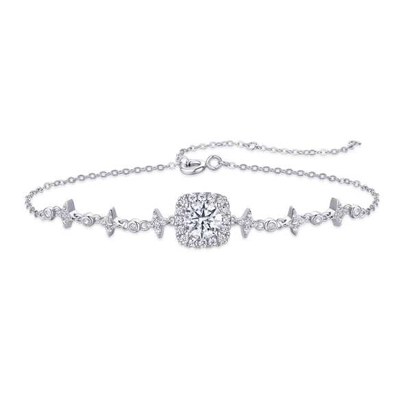 Wholesale Jewelry S925 Silver Geometric Style Bracelet Set With Diamonds