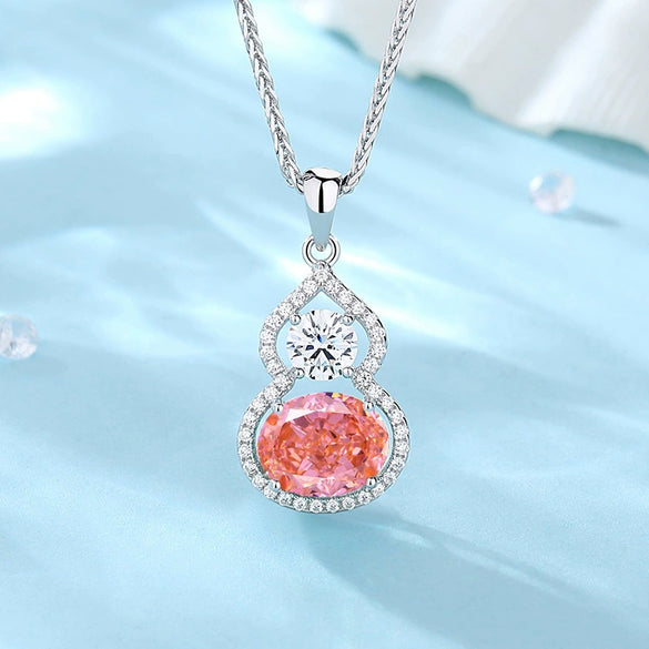 Wholesale Jewelry S925 Silver Gourd Pendant Necklace With High Carbon Diamond Light Luxury Style