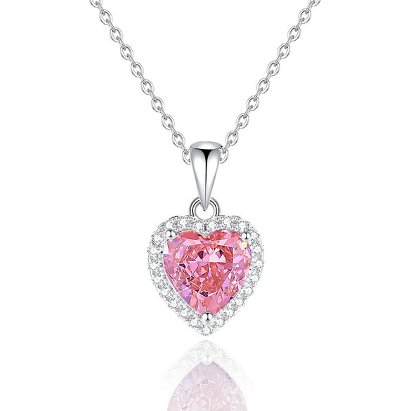 Wholesale Jewelry S925 Silver Heartshaped High Carbon Diamond Pendant Necklace