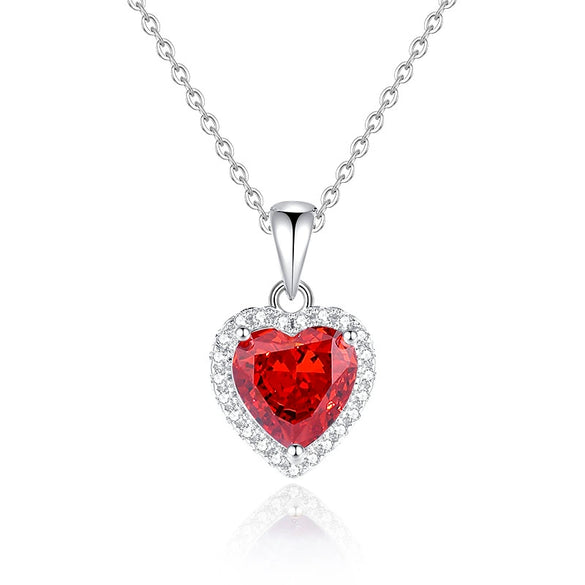 Wholesale Jewelry S925 Silver Heartshaped High Carbon Diamond Pendant Necklace