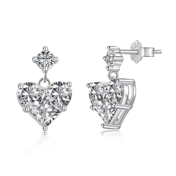 Wholesale Jewelry S925 Silver Light Luxury Heartshaped Zircon Electroplated Necklace Earrings