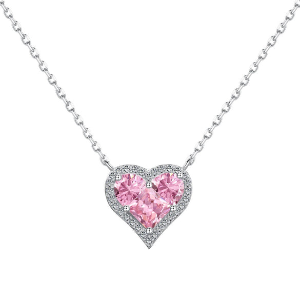 Wholesale Jewelry S925 Silver Light Luxury Heartshaped Zircon Electroplated Necklace Earrings