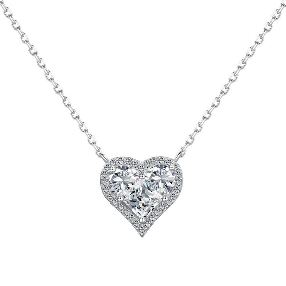 Wholesale Jewelry S925 Silver Light Luxury Heartshaped Zircon Electroplated Necklace Earrings