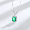 Wholesale Jewelry S925 Silver Luxury Retro Octagonal Cultivation Emerald Geometric Inlay Necklace