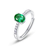 Wholesale Jewelry S925 Silver Ring Cultivating Emerald Geometric Style Electroplated For Women