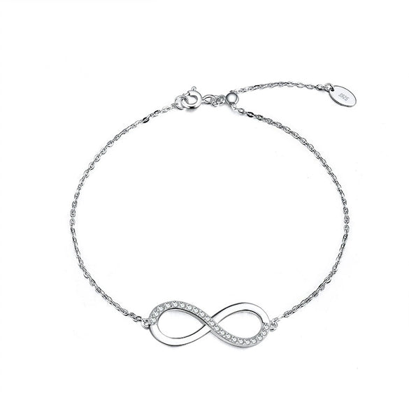 Wholesale Jewelry S925 Sterling Silver Adjustable Bracelet With Diamond 8 Word Symbol Geometric Cartoon Style Electroplated