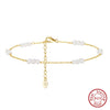 Wholesale Jewelry S925 Sterling Silver Anklet With Pearl And Geometric Style