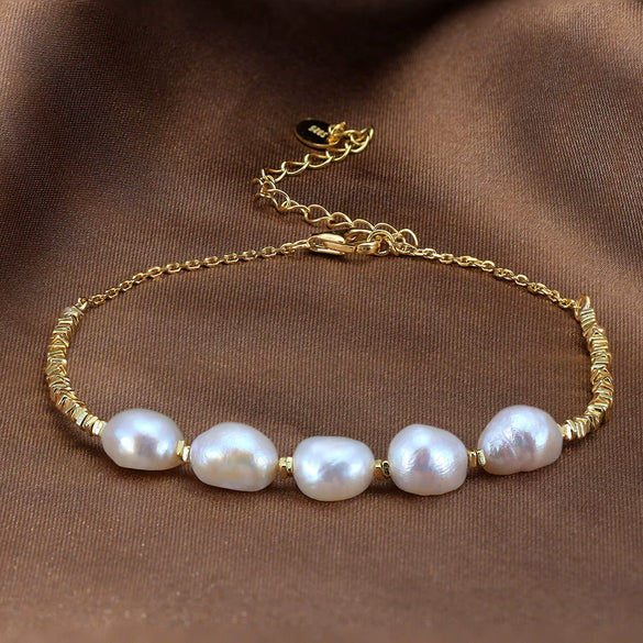 Wholesale Jewelry S925 Sterling Silver Cultured Freshwater Pearl Broken Minimalist Electroplated Bracelet For Women