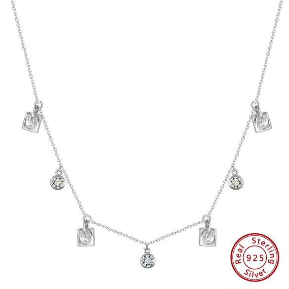 Wholesale Jewelry S925 Sterling Silver Geometric Baroque Pendant Clavicle Chain For Women