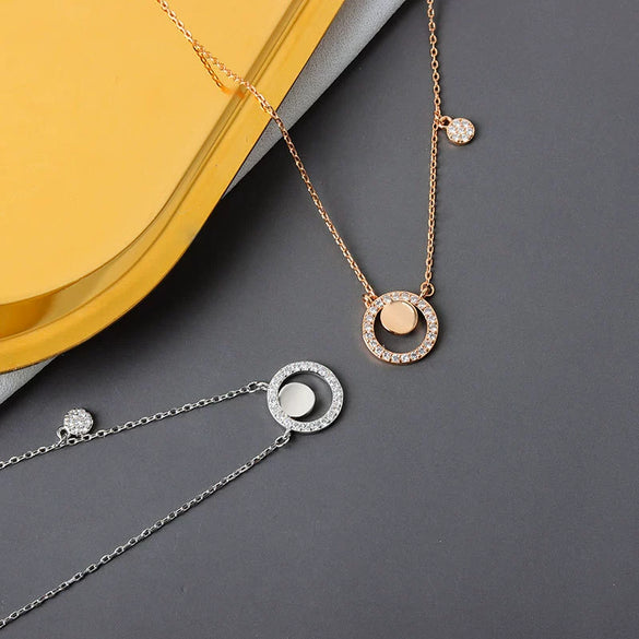 Wholesale Jewelry S925 Sterling Silver Geometric Cross Chain Ring Necklace For Women