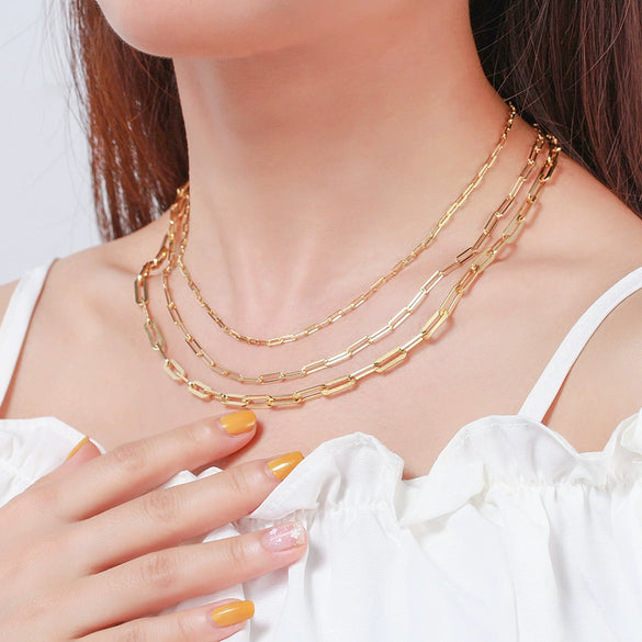 Wholesale Jewelry S925 Sterling Silver Geometric Personality Necklace With Electroplating