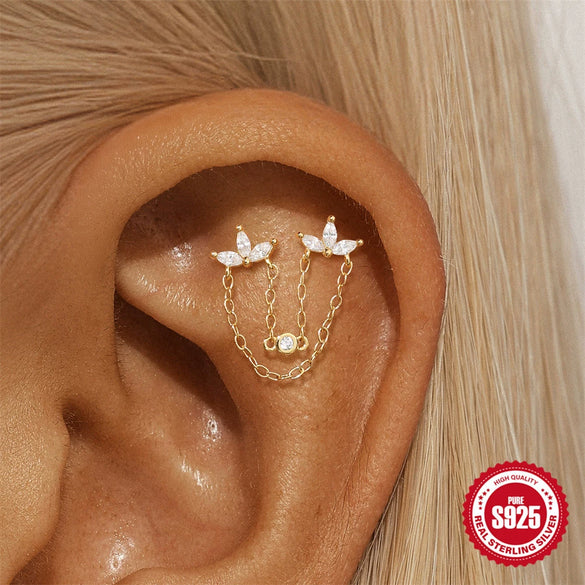 Wholesale Jewelry S925 Sterling Silver Geometric Tassel Ear Jewelry With Environmentally Friendly Electroplating Unisex